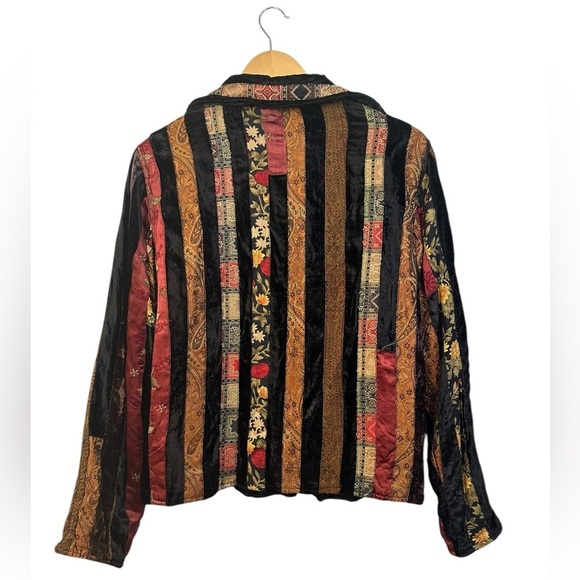 Vintage Coldwater Creek Jacket Patchwork Velvet Floral Metallic Sequins | Medium - Picture 6 of 8
